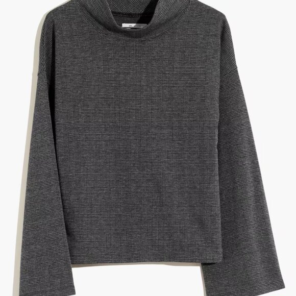 NWOT Madewell Wide-Sleeve Mock Neck Top in Glen Plaid Size Medium - Picture 13 of 14